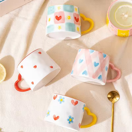 Hand-Painted Heart Ceramic Mug