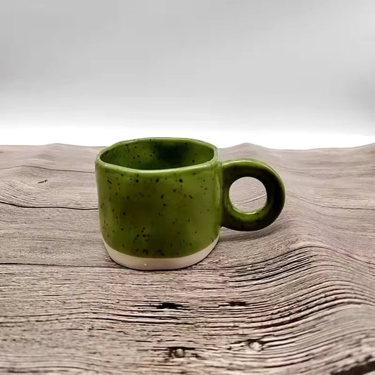 Irregular Ring Handle Ceramic Mug