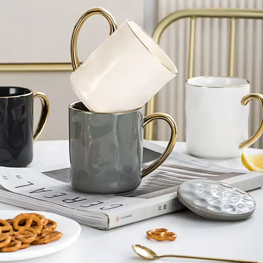 Nordic Gold Rim Ceramic Mug 400ml
